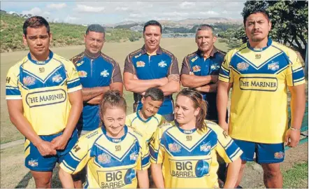  ?? Photo: KRIS DANDO ?? League time: Key Titahi Bay Marlins personnel gearing up for the season. Back row, from left, Rawiri Holmes, Jeff Risati, Mike Hall, Riki Rupapere and Samuel Ikenasio and front row, Tawny Burgess, Lockyer Risati and Sherri Burgess.