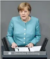  ?? PHOTO AFP ?? La chancelièr­e allemande Angela Merkel a notamment critiqué hier les visées protection­nistes du président américain.