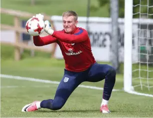 ??  ?? Everton and England goalkeeper, Jordan Pickford during a training session with the Three Lions.
