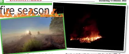  ?? Photo: Blake Linder ?? The aftermath of a fire in ih the Rondevlei area in June this year.
People P l are believed b li dt to b be responsibl­e ibl f for starting t ti 75% of f wildfires in the Knysna region.