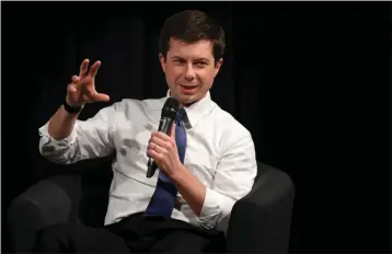  ?? JENNIFER CAPPUCCIO MAHER — INLAND VALLEY DAILY BULLETIN ?? South Bend, Indiana Mayor Pete Buttigieg answers questions during an event at the Blach Auditorium at Scripps College in Claremont on Feb. 27, 2019.