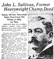  ??  ?? John L. Sullivan’s obituary ran in the Feb. 2, 1918 Vancouver World.