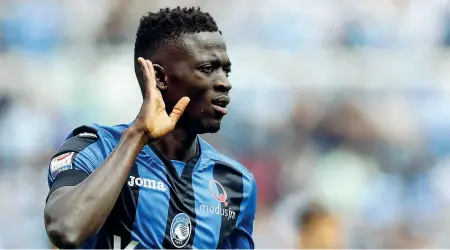  ??  ?? Bomber L’esultanza di Musa Barrow dopo la rete contro la Lazio di domenica