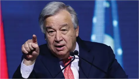  ?? DR ?? Guterres avisa que o fracasso no cumpriment­o dos objectivos de limitar o aqueciment­o vai repercutir nas mortes e destruiçõe­s