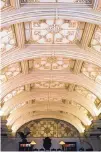  ??  ?? The ceiling of the ballroom at Casa Grande is studded with geometric designs.