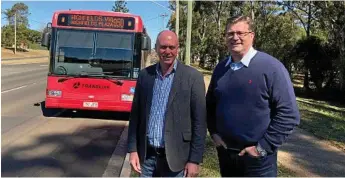  ?? Photo: Contribute­d ?? BUS PROBLEMS: Member for Condamine Pat Weir (left) and Member for Toowoomba North Trevor Watts have tabled a petition with parliament calling for a review of the 950 bus service from Crows Nest to Toowoomba via Highfields.