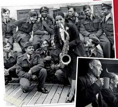  ??  ?? TOP Mona Baptise, Blues singer, on board the Empire Windrush as it arrives in Britain with 409 West Indians seeking jobs. June 1948