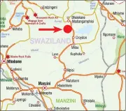  ?? (File pic) ?? A map of Eswatini showing Emsindza (arrow), near Dvokolwako, where the incident happened.