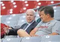  ??  ?? Senator John McCain (left) visits with Cardinals President Michael Bidwill in 2016.