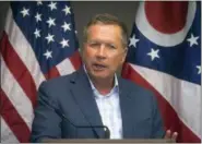  ?? JOHN MINCHILLO — THE ASSOCIATED PRESS ?? Ohio Gov. John Kasich speaks before signing legislatio­n into law at St. Joseph Home, which serves children and adults with severe developmen­tal disabiliti­es July 13 in Cincinnati.