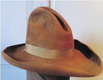  ??  ?? A hat believed to have been worn by Calgary rodeo legend Clem Gardner is listed for sale on eBay for Cdn. $2,139.18.