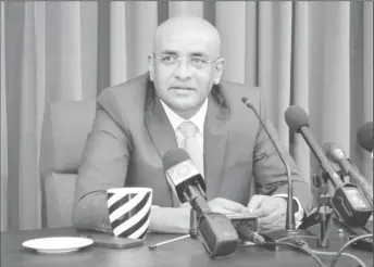  ?? ?? Vice President Bharrat Jagdeo at the press conference yesterday