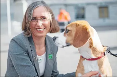  ??  ?? Taking action: Green MP Mojo Mathers’ Action For Animals campaign is calling for law changes that would put a stop to things like the testing of cosmetics and recreation­al drugs on animals.
