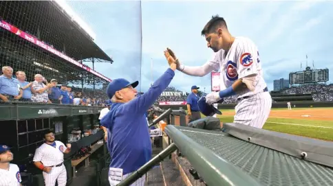  ?? PAUL BEATY/AP ?? New Cubs outfielder Nick Castellano­s was moved to tears during a recent radio interview by praise he received from manager Joe Maddon.