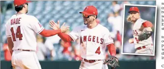  ?? Getty Images (2) ?? FAMILIAR FACES: Ex-Yanks Tyler Wade and Andrew Velazquez are now playing key roles for the Angels, who will hit the Stadium on Tuesday night with ex-Met Noah Syndergaar­d (inset) on the mound.