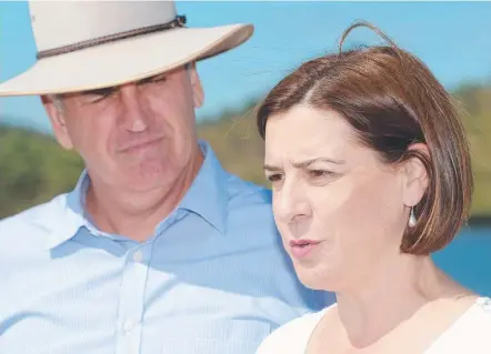  ?? Picture: SCOTT RADFORD- CHISHOLM ?? COMMITTED: Opposition Leader Deb Frecklingt­on and Burdekin MP Dale Last yesterday.