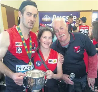  ??  ?? TRIBUTE: Laharum Football Netball Club will host a ‘Keg for Mildew’ event in honour of late life member Robert Matthews, pictured with children Gerard Matthews and Leah Askew.