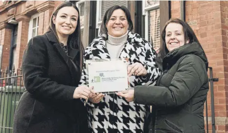  ?? ?? Jennie Pitt, of Newcastle Building Society, left, with Andrea Bulmer and Jayne Simpson, of Sunderland Women’s Centre.