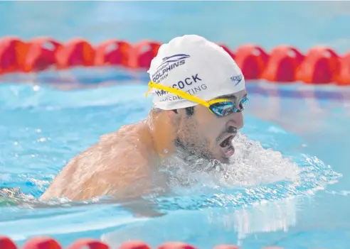  ?? Picture: WESLEY MONTS ?? TOUGH AS: Ahmed Kelly competes in a mixed 50m breaststro­ke multi-class finals event.