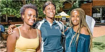  ??  ?? Preparing to start their studies are (from left) Neema Ndayizeye, Nyota Kibombo and Raissa Uwase.