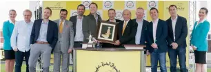  ?? Supplied photo ?? Colm McLoughlin along with Salah Tahlak seen presenting the trophies to Heart of the South Racing, after Sir Robert Cheval’s victory. —