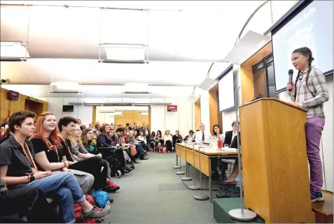  ??  ?? Greta gives a speech at the House of Commons in London, United Kingdom on April 23. – Reuters photos