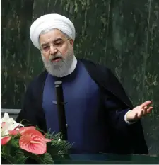  ?? AFP ?? President Hassan Rouhani said the nuclear agreement is key to bolster Iran’s struggling economy and to create jobs