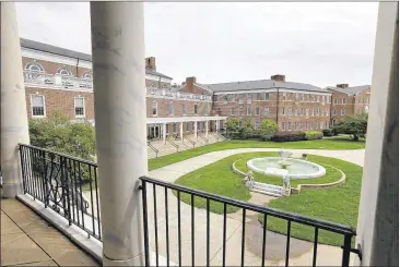  ?? BOB ANDRES / AJC ?? The fountain in a central part of the Wesleyan College campus has been the site of rallies and gatherings. In June, the president of the nation’s oldest women’s college issued an apology for the college’s legacy of racism. In the wake of that public...