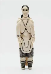  ?? COURTESY EXPANDINGI­NUIT.COM COLLECTION OF ESTHER SARICK COURTESY ART GALLERY OF ONTARIO ?? RIGHT
Sheojuk Oqutaq (1920–1982 Kinngait)
—
Woman Standing c. 1955
Ivory and pigment
14.9 × 4.6 × 4.1 cm BELOW
Marion Tuu’luq (1910–2002 Qamani’tuaq)
—
Untitled c. 1970s
Wool, felt and embroidery floss
66 × 100.3 cm