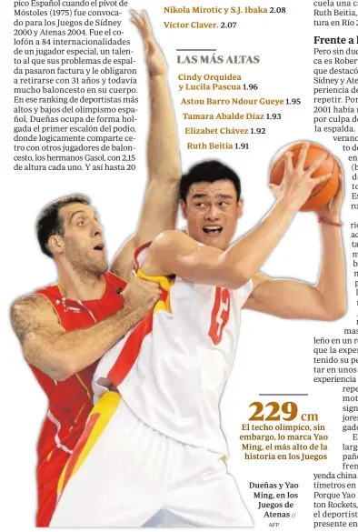  ?? AFP // ?? Dueñas y Yao Ming, en los Juegos de Atenas