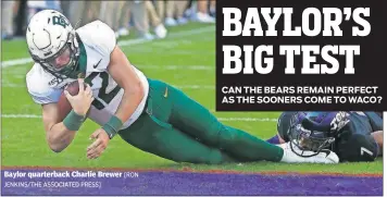  ?? [RON JENKINS/THE ASSOCIATED PRESS] ?? Baylor quarterbac­k Charlie Brewer