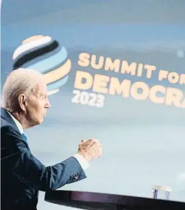  ?? RLUTI T Norlcetl nlrtoeeo ?? Biden, durante su intervenci­ón ante el pleno virtual de la cumbre