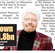  ?? ?? Down £1.8bn Sir Richard Branson