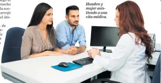  ??  ?? Hombre y mujer asistiendo a una cita médica.