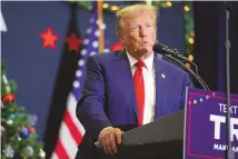  ?? CHARLIE NEIBERGALL/ASSOCIATED PRESS ?? Former President Donald Trump speaks during a rally Tuesday in Waterloo, Iowa.