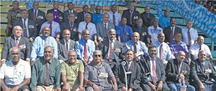  ?? Photo: Nacanieli Tuilevuka ?? Some of the first group of soldiers who served at Lebanon in 1978 under the leadership of Fiji’s former President Ratu Epeli Nailatikau at Subrail Park in Labasa on June 13, 2018.