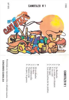  ??  ?? La carátula y el arte del casete original, que comenzó a circular en 1988 bajo el título de Camotazo vol. 1.