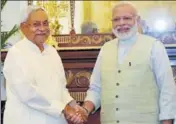  ?? PTI PHOTO ?? Bihar chief minister Nitish Kumar with Prime Minister Narendra Modi in New Delhi on Friday.