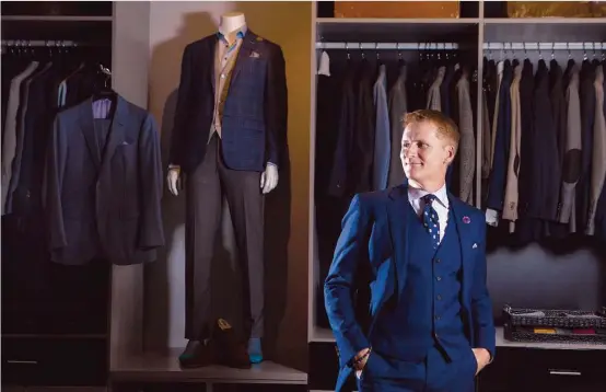  ??  ?? Christian Boehm, president of Balani Custom Clothing, says he’s learned the beauty is in simplicity when it comes to men’s suits.