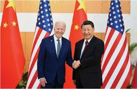  ?? Photo: Reuters ?? U.S President Joe Biden with his Chinese counterpar­t President Xi Jinping during the G20 Summit in Bali, Indonesia.