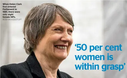  ?? ROSA WOODS/STUFF ?? When Helen Clark first entered Parliament in 1981, there were only eight female MPs.