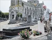  ??  ?? Above, Pierre Vauloup, 81, stands next to grave of RCAF Spitfire pilot Robert Dunlop Davidson in Normandy, France. Vauloup believes the pilot from Hamilton saved his life in 1944 and wants him acknowledg­ed as a hero.Left, Vauloup stands at the memorial marker for the deadly crash of Davidson’s Spitfire