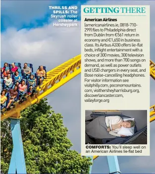  ??  ?? thrilss and spills: The Skyrush roller coaster at Hersheypar­k