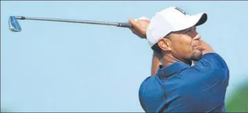  ?? AFP ?? Tiger Woods hits a tee shot on the 12th hole during round two of the Hero World Challenge at Albany.