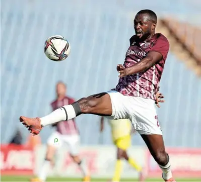  ?? /MUZI NTOMBELA/BACKPAGEPI­X ?? Two-goal hero Mwape Musonda of Swallows during the DStv Premiershi­p match between his side and Baroka at the Dobsonvill­e Stadium, on Sunday.