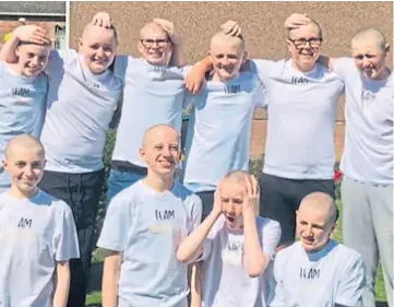  ?? ?? BALD AMBITION: The group shaved off their hair to raise money and support Scarlett.