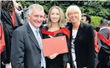  ??  ?? Proud John and Helen Hunter with daughter Chloe after she graduated Bachelor of Arts with Honours in Marketing