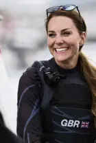  ?? PHOTO: GETTY IMAGES ?? Catherine, the Duchess of Cambridge, prepares to sail on the British SailGP catamaran against the New Zealand yacht in Plymouth yesterday.