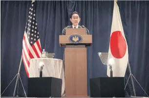  ?? REUTERS ?? Japan’s Prime Minister Fumio Kishida holds a news conference in Washington on Jan 14.