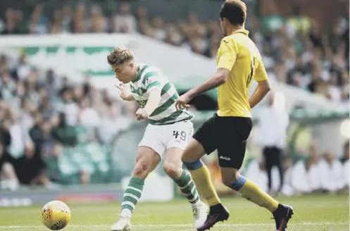  ??  ?? 0 James Forrest scores Celtic’s third against Alashkert last night as the Scottish champions completed a six-goal aggregate win.